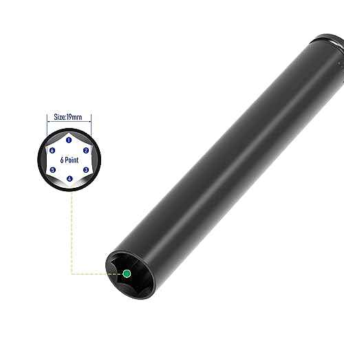 1/2 Inch Drive Socket Accessory Set, 19mm(3/4 Inch) Deep 6-Point Impact Socket 6 Inch Length and 1/4 Inch Hex Shank Adapter, Heat-Treated CR-V Deep Impact Socket Kit