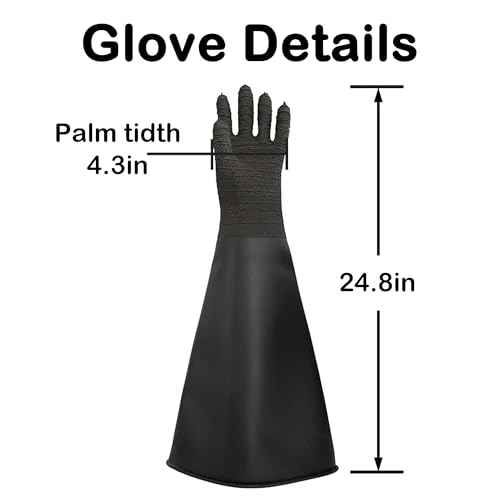 Heavy Duty Rubber Gloves 24.8in for Sandblaster Protective Safety Work Black Striped Sandblasting Rubber Glove