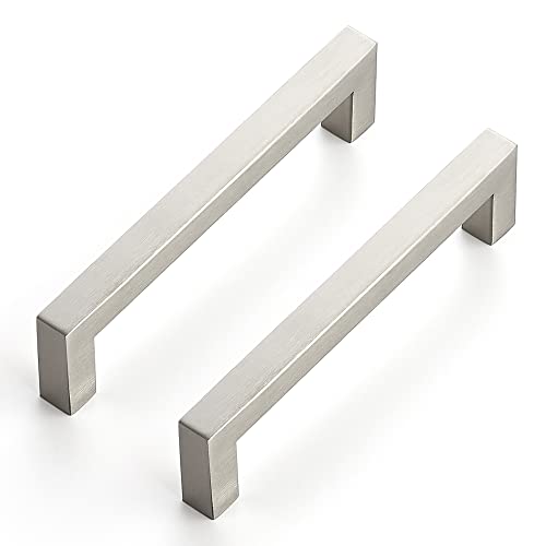 Ravinte Brushed Nickel Square Cabinet Handles 5-1/2 Inch, 10 Pack - 5 Inch Center to Center