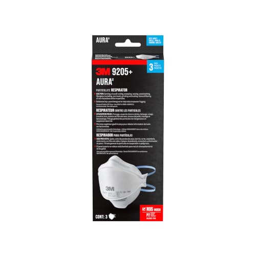 3M Aura Particulate Respirator 9205+ N95 Disposable Mask 3 Pack