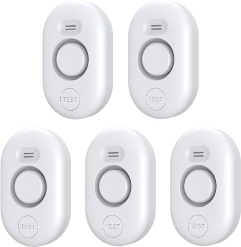 METAK White 5 Pack Water Leak Detectors with 100dB Alarm for Home Basement