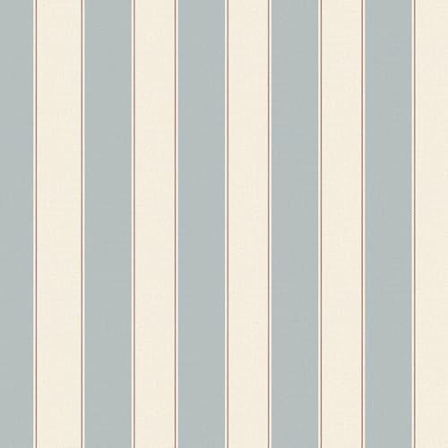 Baolanzw Blue & White Cream Striped Peel & Stick Wallpaper - 17.32"x118.11"