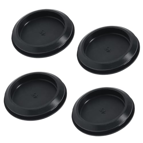 EASYEAH 4-Pack Black Rubber Plugs for 1-3/4 Inch (45mm) Round Holes - Food-Grade Silicone