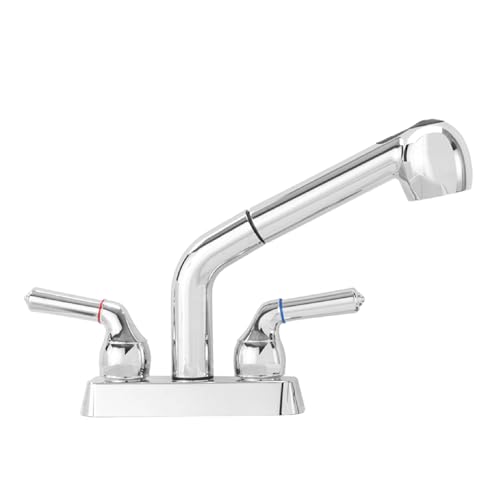 JS Jackson Supplies Chrome Dual Handle Pull Out Kitchen Faucet 4 Inch Center Set