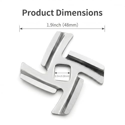 SBDSBD 4-Pack Size 5 Meat Grinder Blades for KitchenAid & Size 5 Grinders – 8mm Square Hole, 420 Stainless