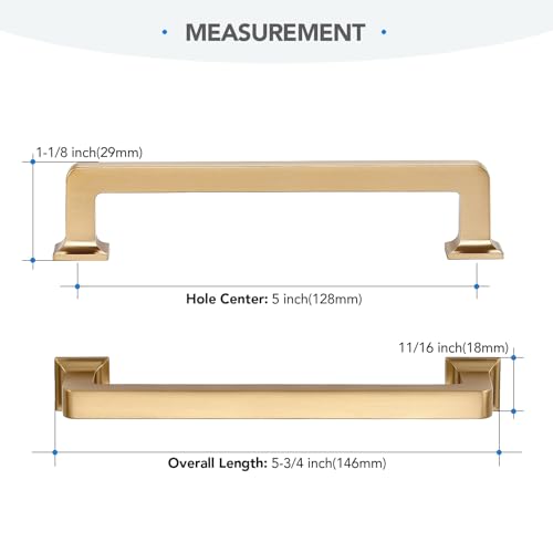 HOME EDIT Champagne Bronze 5-Inch Cabinet Handles Zinc Pulls 10 Pack, Center 5"