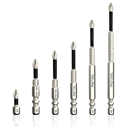 6 Pack High Magnetic Screwdriver Drill Bit Set, k5 Anti Slip bit, Electric Precision Screwdriver Set, 25 50 65 70 90 150mm