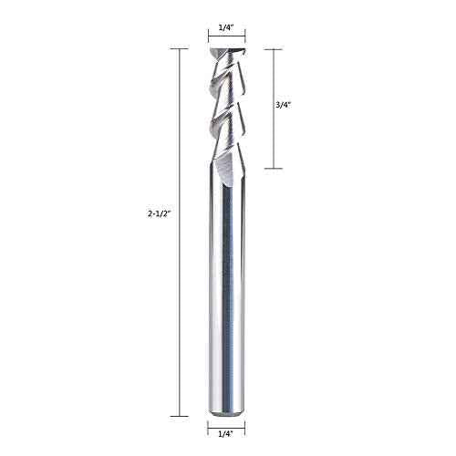 SpeTool 1/4 End Mill for Aluminum 2 Flutes CNC Spiral Router Bit for Aluminum Cut Non-Ferrous Metal Upcut 2.5 inches Long