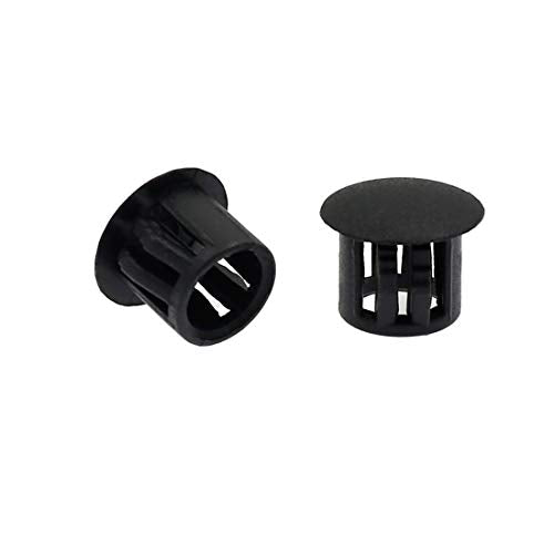 10mm (3/8") Black Plastic Hole Plugs - 60 Pack for Furniture & Equipment