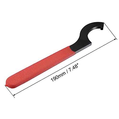 uxcell C Hook Spanner Wrench for Lathe Clamping ER25 Collet Chuck Nut with Red Non-slip Handle