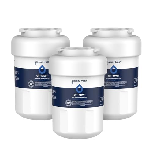 GLACIER FRESH MWF Refrigerator Water Filter 3-Pack Compatible with GE - White, NSF Certified