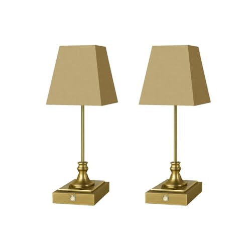 Rechargeable LED Table Lamps with Stepless Touch Control,Golden Cordless Lamp for Living Room&Bedside&Patio&Shower,Small Desk Lamp(6000mAH Battery),2 Pack for Home Decor,Best Gifts for Family