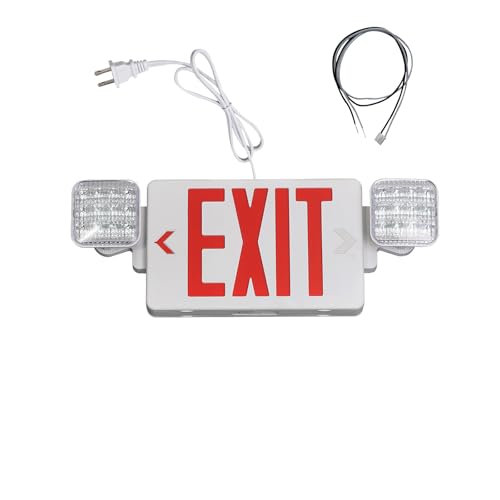 TANLUX White & Red Emergency Exit Sign with Battery Backup – 1 Pack, Double Face, UL Listed, 120V