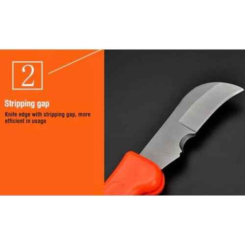Edward Tools Electrician Curved Blade Knife - Lockback Folding Design - Stainless Steel - Works for Cable Stripping, Cutting Insulation, Cable Ties, Tape, Pulls Cuts, Splicing - Ergo Grip