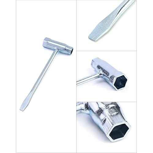 QWORK Combination Screwdriver & Wrench, 5-Pack 13 x 19mm Chainsaw Scrench T-Wrench Spanner Tool, for Saws Chains Nuts Spark Plug