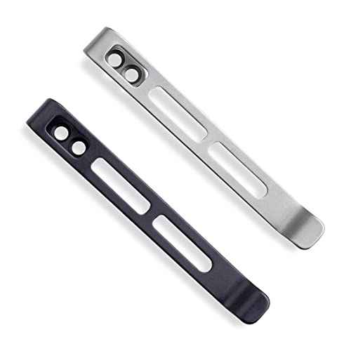 CIVIVI 2PCS Deep Carry Pocket Clip for Knives,Recessed Screw Hole Design, NO Screws Included CA-06E (Black+Plain)