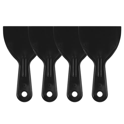 4 Pcs Putty Scraper 4" ABS Plastic Spatula Drywall Patch Repair Spreader Wall Covering Smoother Black