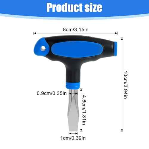 10mm T Handle Flat Head Screwdriver T-Type Screw Driver Kit Ergonomic Short Flathead Screwdrivers Assembly Tools with Plastic Handle for Slotted Screw, 10mm