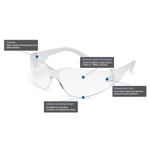 Gateway Safety 4679 UL-Certified StarLite Safety Glasses, Clear Anti-Fog Lens, Clear Temple (Pack of 10)