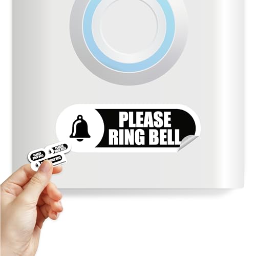 Tiny Please Ring Bell Sign | 3 Sizes Doorbell Stickers | Tiny Sizes Perfect for Video Doorbell | Please Ring Bell Sign Outdoor | Weatherproof Sticker (Black - 3 sizes)