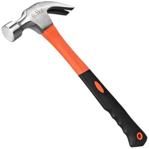 16oz Claw Hammer, Straight Rip Hammer, Fiberglass General Purpose Claw Hammer with Smooth Face & Non-slip Grip