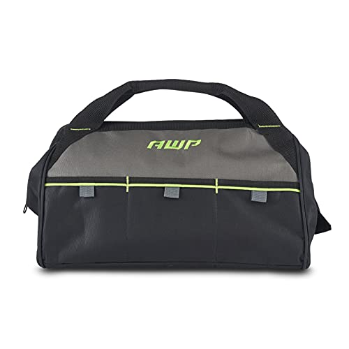 AWP 15 Inch Premium Tool Bag Black Durable Organizer for Contractors and Professionals