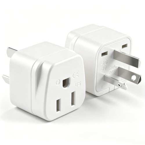 White US to Australia Power Adapter Plug - 2 Pack for Travel, NZ, AU, China