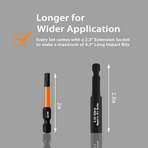 Impact 2¡¯¡¯ Long Hex Head Allen Wrench Drill Bit Set 20PCS(Metric & SAE), 1/4¡¯¡¯ S2 Steel Hex Bit Set, CNC Machined Tips with Extension Socket and Storage Box