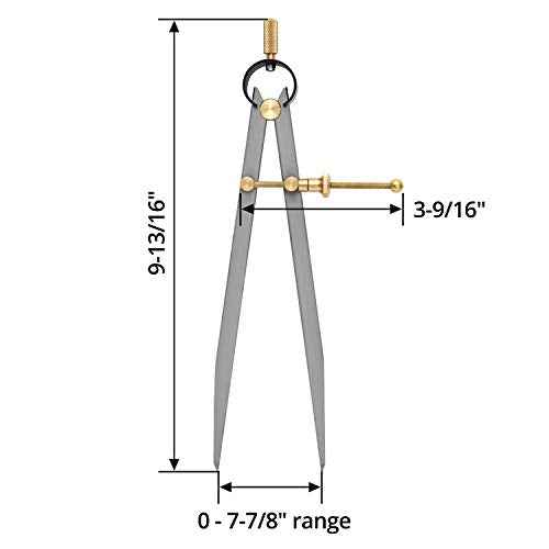 QWORK Precision Spring Dividers Calipers, 7-7/8 Inch Flat Leg Divider for Geometry, Drawing, Drafting