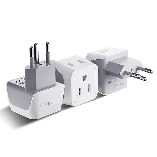 Ceptics Switzerland Travel Adapter Plug White Gray - Dual USA Input, Type J, Compact & Safe
