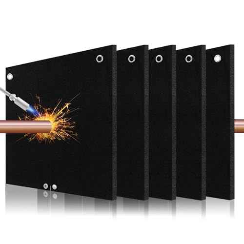 HVAC Tools Welding Blanket Fireproof, 1/5in(5mm) Opening Shape Soldering Blanket, 5 Packs Brazing Heat Shield for Torch Flame Protector, Welding Pad for Plumbing, Solder Plumbers HVAC Torch Protector