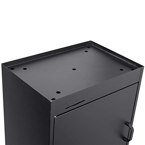 Winbest Steel Freestanding Floor Lockable Drop Slot Mail Box with Parcel Compartment, Black