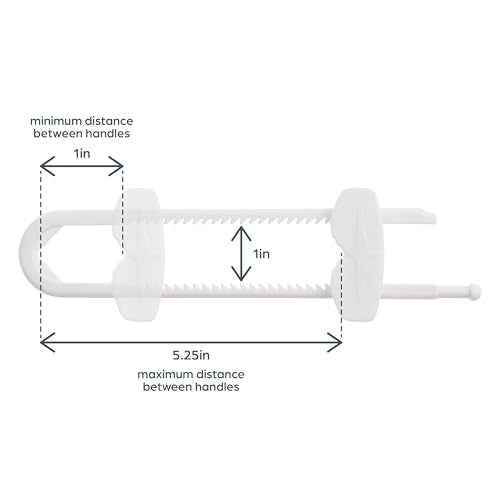 Dreambaby Sliding Cabinet Locks - Child Proof Cabinet Latches - For Kitchen, Bathroom Storage Doors Handles & Knobs - Suitable for Round & D-Shaped Handles - 3 Pack - White - Model L183