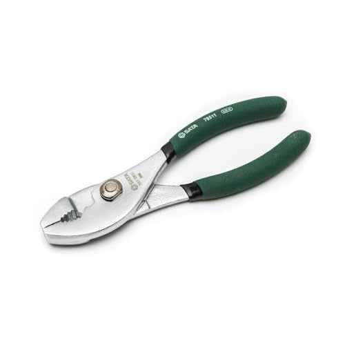 SATA 6-Inch Slip-Joint Pliers, Chrome Vanadium Steel Body, with Green Handles and Rivet Joint Assembly - ST70511ST