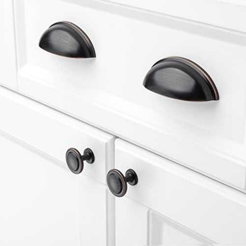KOOFIZO 10 Pack Oil Rubbed Bronze Cabinet Knobs - Round, 1-1/4 Inch, Single Hole