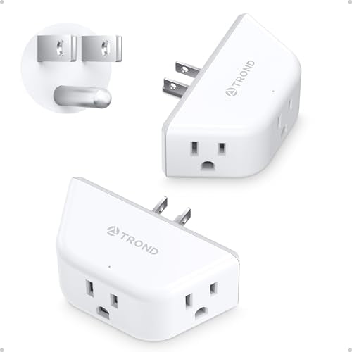 TROND 3AC Prong Outlet Extender 2 Pack - Bathroom Power Splitter, White, 3-Socket