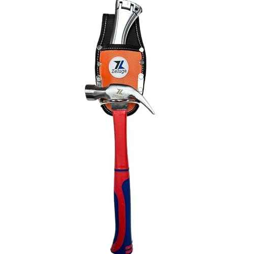 ZL231 Utility Plier Holster and Rust-Resistant Steel Loop Hammer Holder, Fits 3in Tool Belts, Nylon Tool Holder Orange/Black