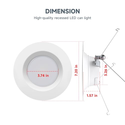 ECOELER 6 Inch Dimmable LED Recessed Downlight, 16.5W 1200Lm, 5CCT Selectable, Aluminum Trim, Retrofit Ceiling Can Light