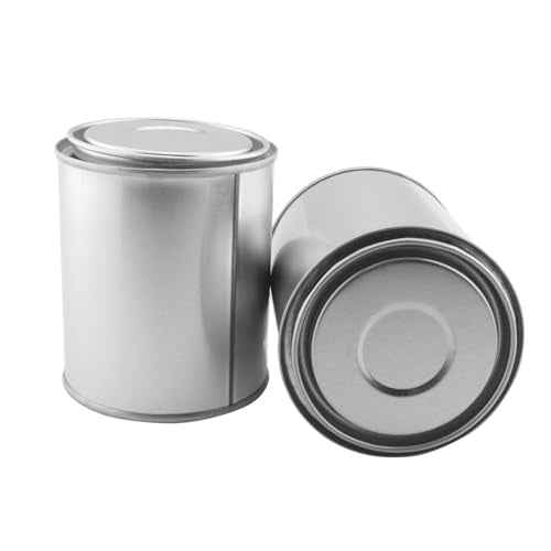 2PSC Empty Metal Paint Can with Lid Paint Storage Container Capacity 0.5L Silver Tin Sealed Small Empty Pail Latex Paint Round Iron Pail