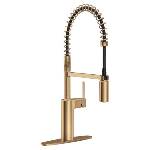 Moen Inara Bronzed Gold One-Handle Pre-Rinse Spring Pulldown Kitchen Faucet with Power Boost, 87863BZG