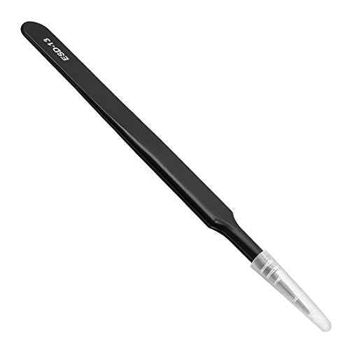 uxcell ESD-13 Tweezers, Anti-Static Stainless Steel Non-magnetic Blunt Tip for Craft Jewelry Electronics, 4.8" Overall Length 3 Pcs