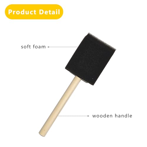 8 Pcs Foam Paint Brushes, 4 Sizes Wood Handle & Sponge-Tipped, 2 Each of 1", 2", 3", 4", Foam Brushes for Staining, Varnishes, Large Area Painting and DIY Craft Projects