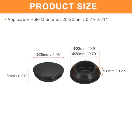 uxcell 8Pcs Silicone Hole Plugs 20-22mm Waterproof Locking Caps for Metal & Furniture