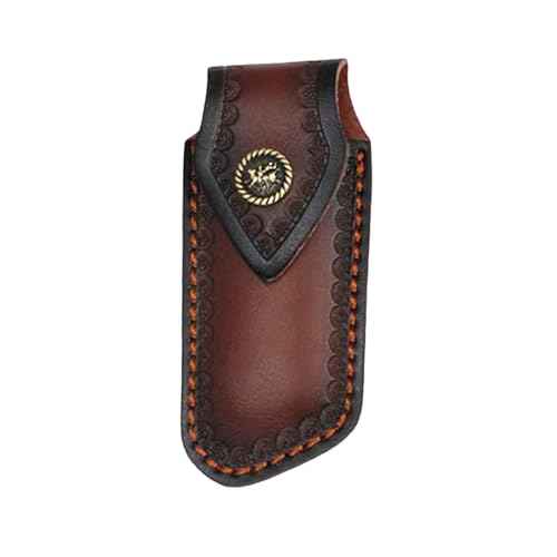 Shop Knife Sheaths, 5.1" Pocket Knife Sheath for Belt, Leather Knife Sheath for Belt, Pocket Knife Holder, Leather Sheath Folding Knife (Small)