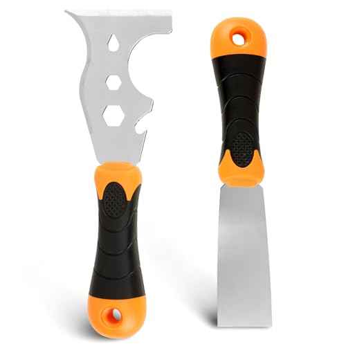 WEGAZ-2 Pack, 12-In-1 Paint Scraper Tool£¬Multi-Use Painters Tool, 1.5 Inch Stainless Steel Putty Knife Scraper£¬Paint Scraper for Painting & Wood£¬Razor Blade Scraper