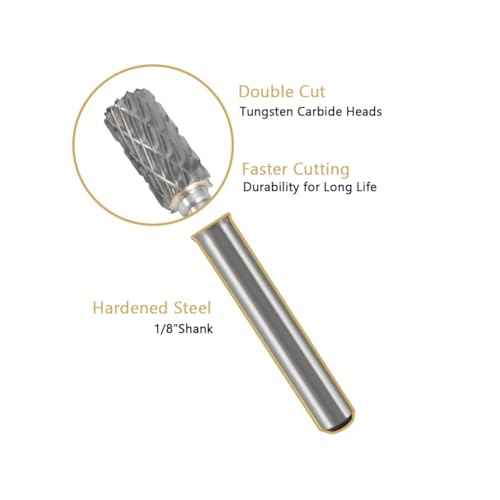 Carbide Burr Set 10PC 1/8" Shank Tungsten Double Cut Carbide Rotary Burr Set for Metal and Wood Carving, Grinding, Polishing, Engraving, Drilling.