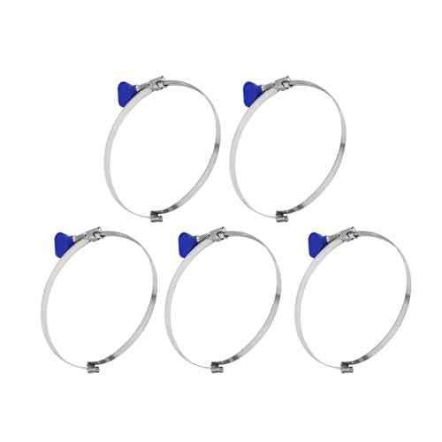 POWERTEC 70224 2-1/2 Inch Left Hand Keyed Bridge Hose Clamp, Thumb Screw Key Adjustable Stainless Steel Hose Clamps for Dust Collection, Dust Collector and Dryer Vent Hose, 5 pack