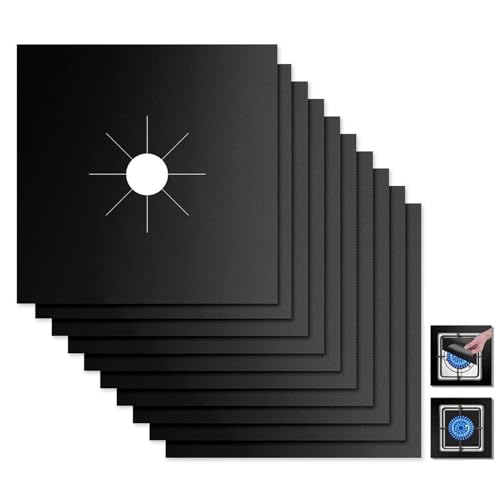 Stove Burner Covers 10-Pack 10.6x10.6 In - Reusable, Heat-Resistant Gas Stove Top Covers