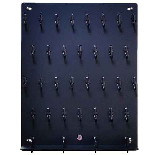PROSPACE P0004 Acrylic Key Hooks Upgrade Thick Buckle 14 3/4?W x 18 3/4?L Wall-Mounted Key Hanging Board with 30 Hooks for Garage, Car Dealer, Office, Hotel, Real Estate (Matte Black with Pallet)