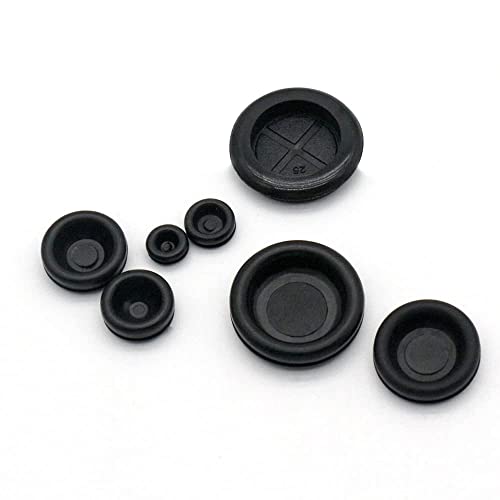 Vrupin 188-Piece Rubber Grommet Kit - 7 Sizes Black for Wiring & Plumbing